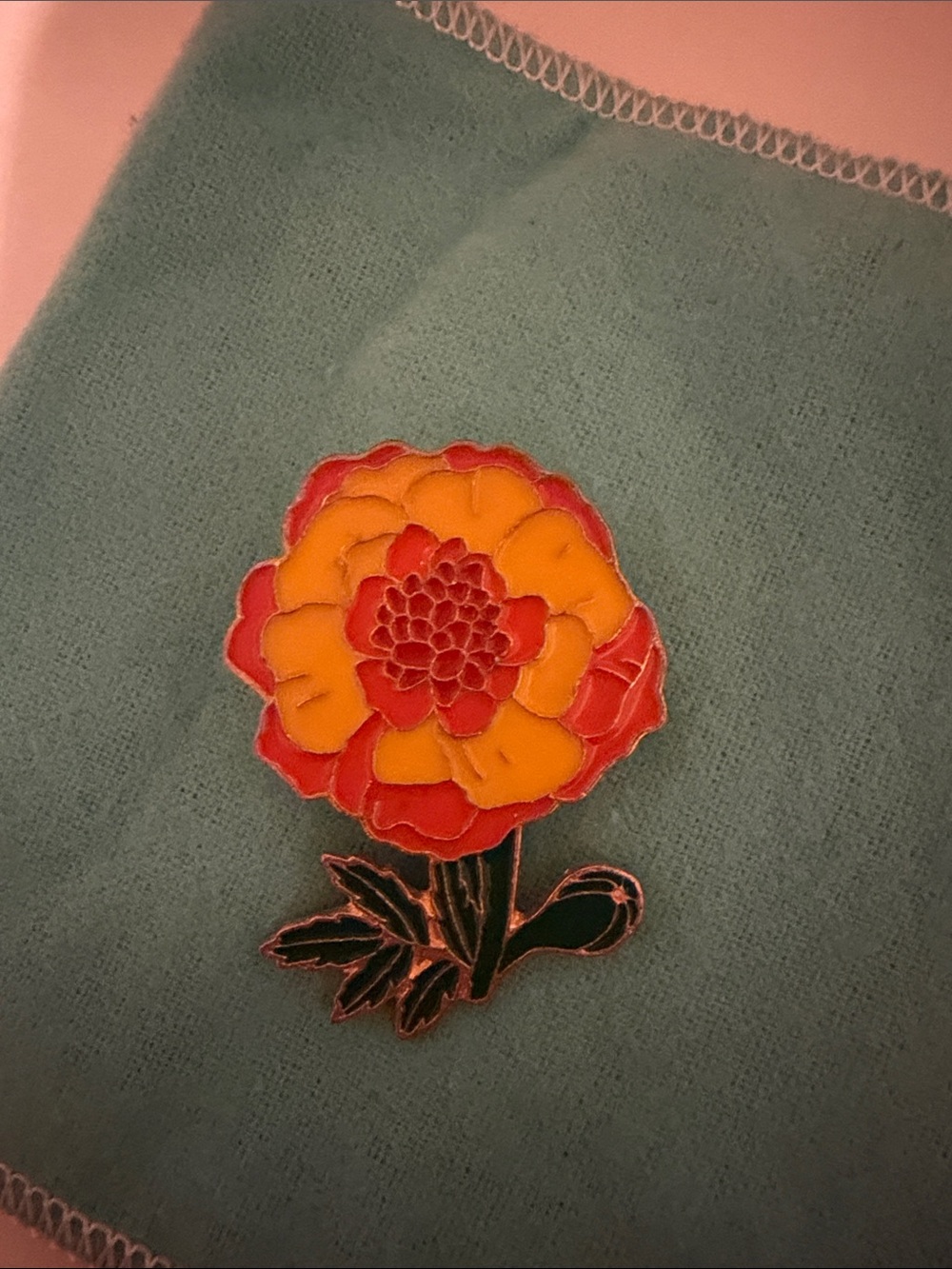 Enamel Flower Brooch Pin in Yellow and orange